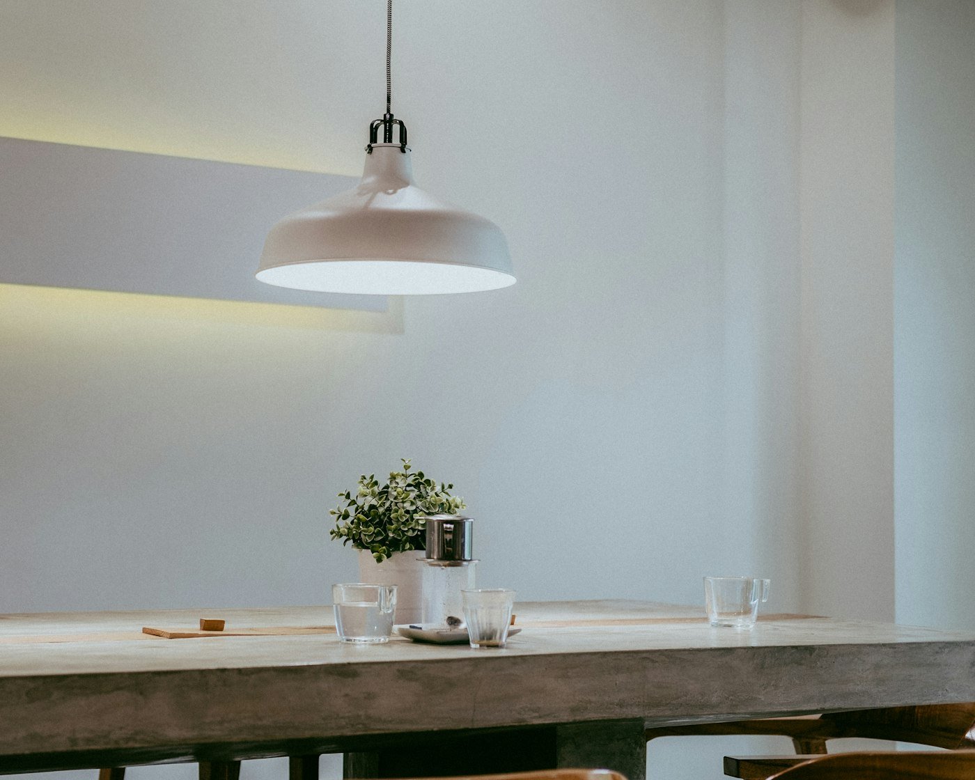 Contemporary lighting in a remodeled interior